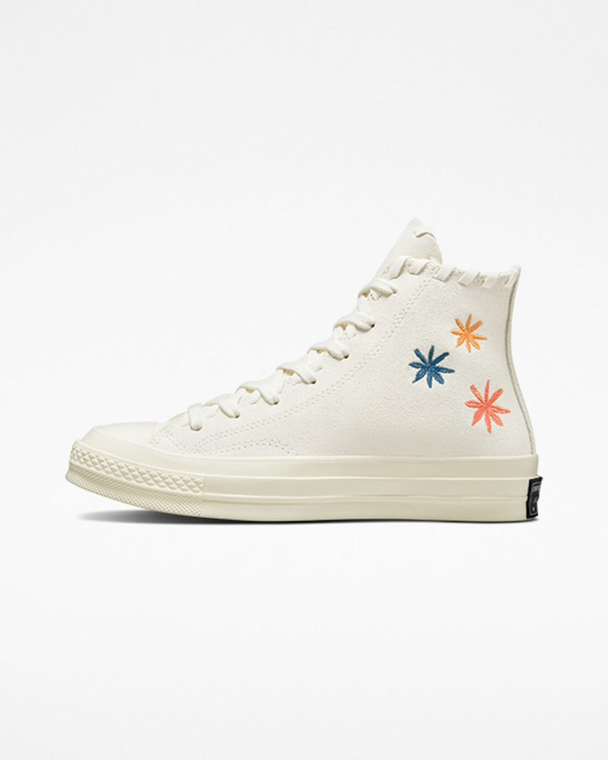 Women's Converse Chuck 70 Embroidered Florals High Top Shoes Beige / Beige White | AU 60389G